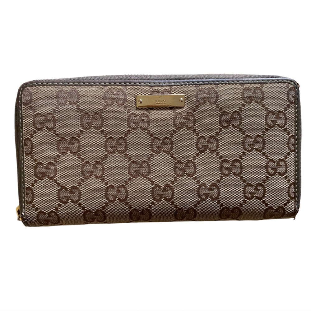 **SOLD**Gucci GG Brown Long Zippy Wallet - Picture 1 of 7